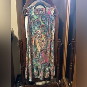 TOMMY HILFIGER flowy shift Paisley ruffle bottom dress